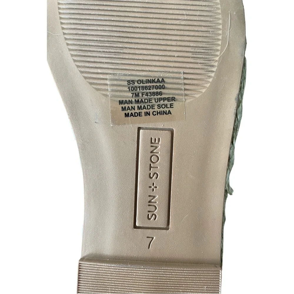 Sun + Stone Olinkaa Espadrille Platform Sandals Sage Green Size 7